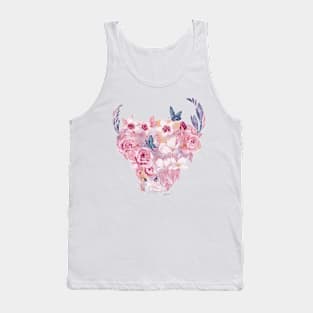 Watercolour Floral Highland Cow - Pinks and Purples Tank Top